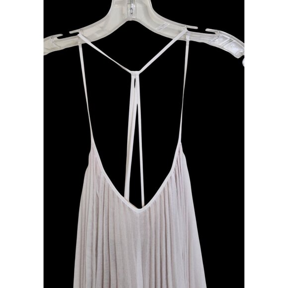 BCBG Max Azria White Pleated Sleeveless Dress With Sheer Overlay & Strappy Back - Picture 2 of 4